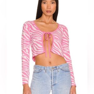 Superdown tie front cardigan - Pink Zebra print - L